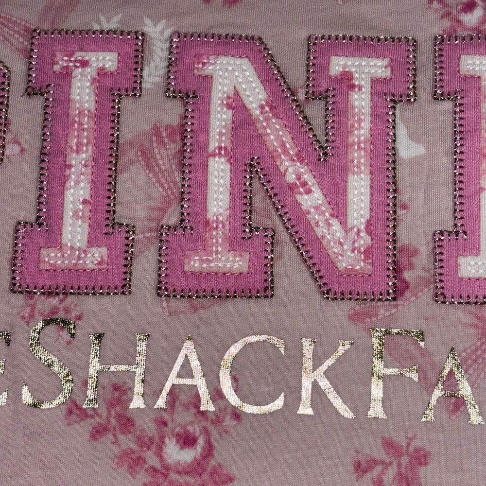 PINK x LoveShackFancy Beaux Icons Floral Bow Short Sleeve Cotton Campus T-Shirt - Picture 4 of 11